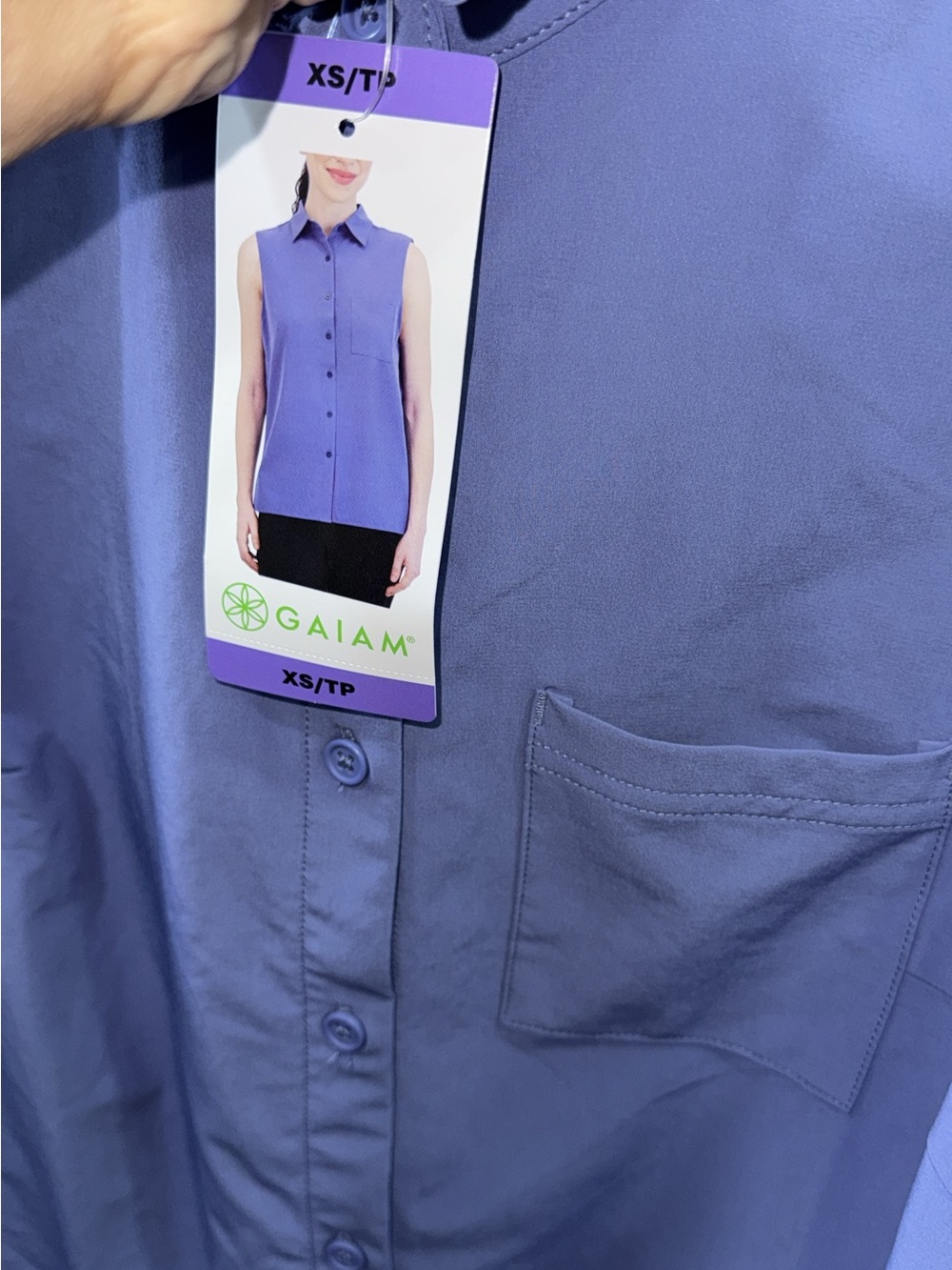 GAIAM Sleeveless Button-Front Top in Periwinkle